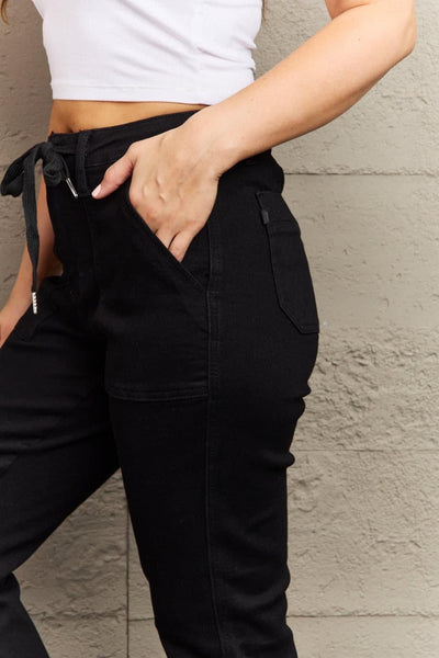 JUDY BLUE Carmen Double Cuff Joggers in Black