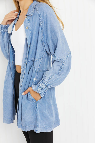 Golden Fields Chambray Button-Up Swing Tunic