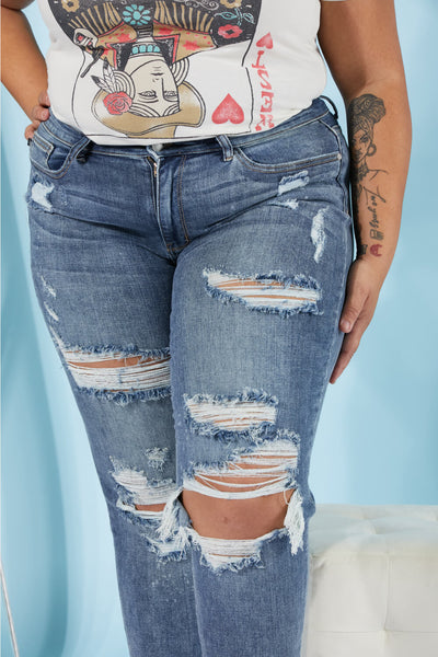 Judy Blue Bleach Splash Boyfriend Jeans