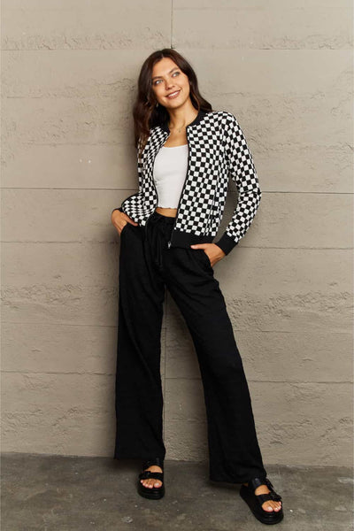 Ninexis Plaid Round Neck Long Sleeve Jacket - 4 color options!