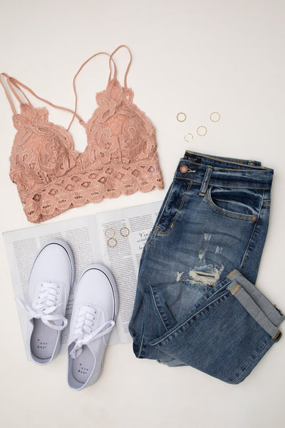 Lacey and Layered Bralette in Misty Rose