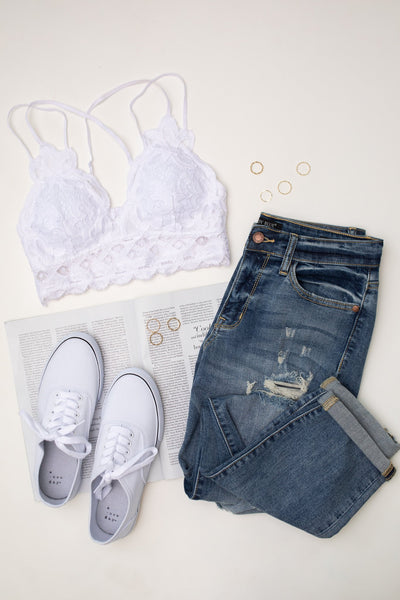 Lacey and Layered Bralette in White