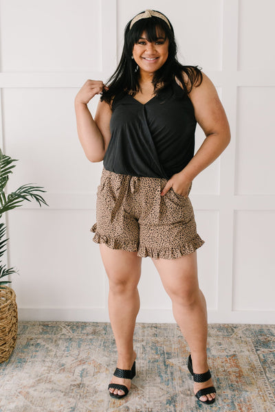 Short Leash Ruffled Shorts In Taupe