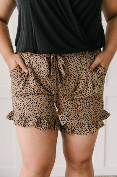 Short Leash Ruffled Shorts In Taupe