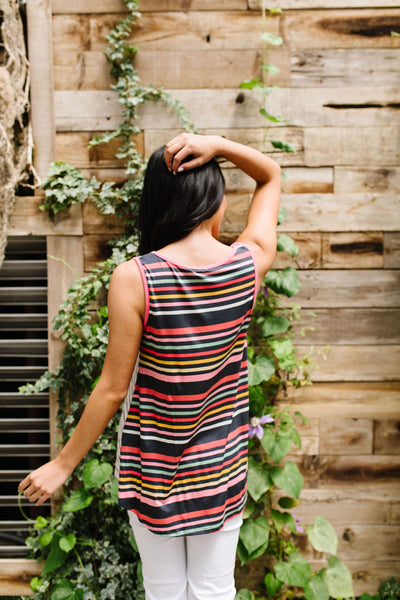 Stripes & More Stripes Tank Top In Heather Gray