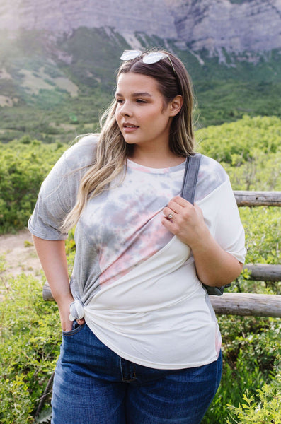 Cool Slice Of Tie Dye Top In Gray