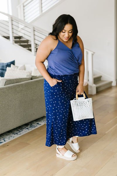 Charlize Surplice Tank In Blueberry