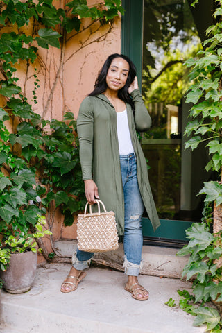 Between Seasons Cardigan In Olive