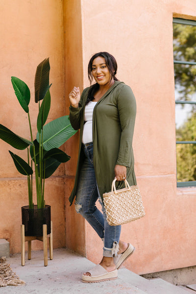 Between Seasons Cardigan In Olive