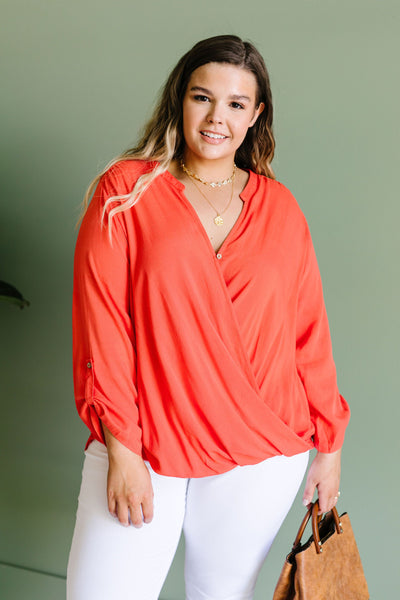 Coral Surplice Blouse