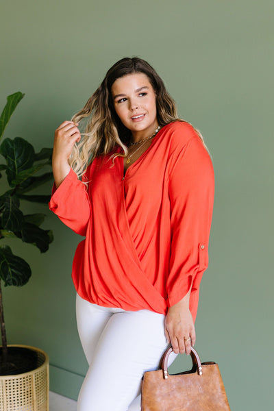 Coral Surplice Blouse