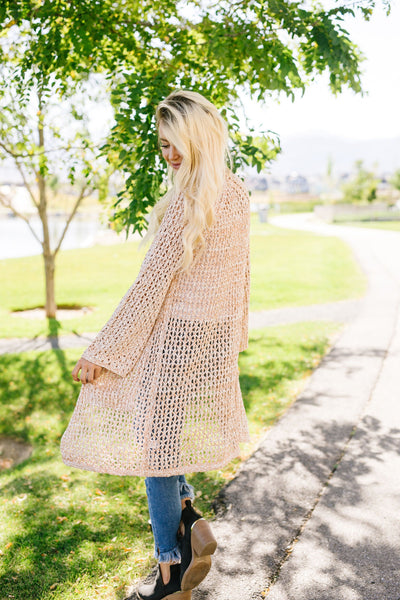 Coffee Shop Two-Tone Cardigan In Light Peach