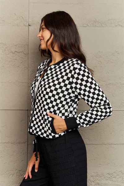 Ninexis Plaid Round Neck Long Sleeve Jacket - 4 color options!