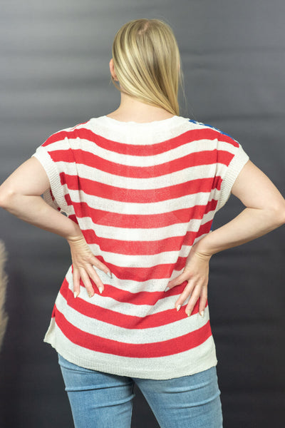 USA Love Flag Print Sweater