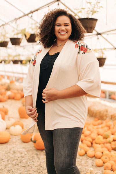 Shoulder Details Cream Cardigan