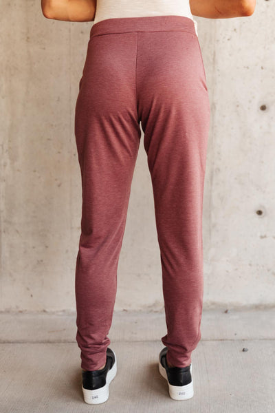 Lazy Leopard Joggers in Burgundy