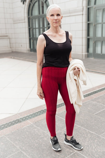 DOORBUSTER Let's Go Textured Leggings in Burgundy