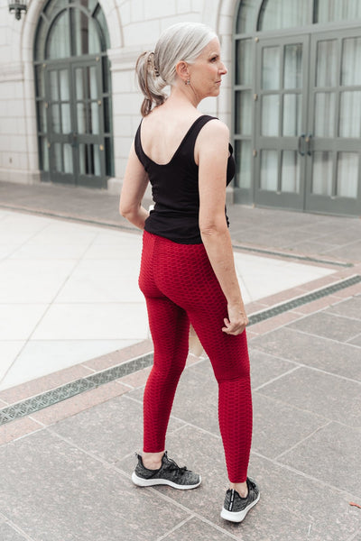 DOORBUSTER Let's Go Textured Leggings in Burgundy