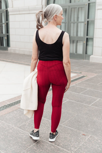 DOORBUSTER Let's Go Textured Leggings in Burgundy