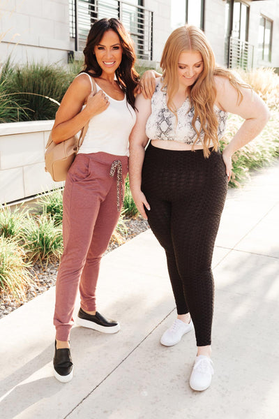 Lazy Leopard Joggers in Burgundy