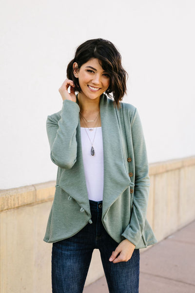 Sage Button Up Top