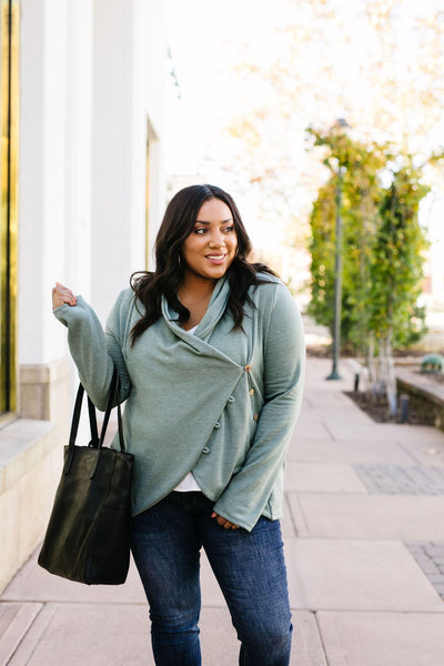 Sage Button Up Top