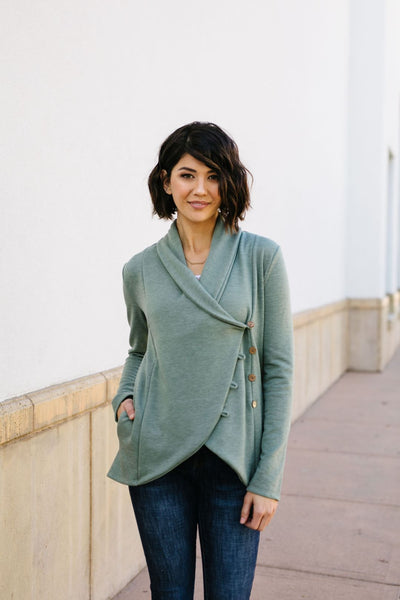 Sage Button Up Top