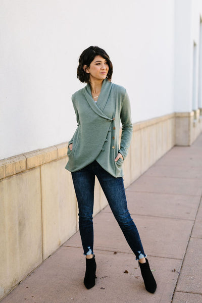 Sage Button Up Top