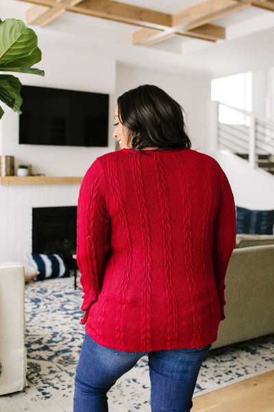 Caitlyn Cable Knit Top In Cranberry