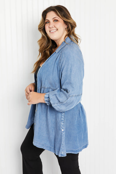 Golden Fields Chambray Button-Up Swing Tunic