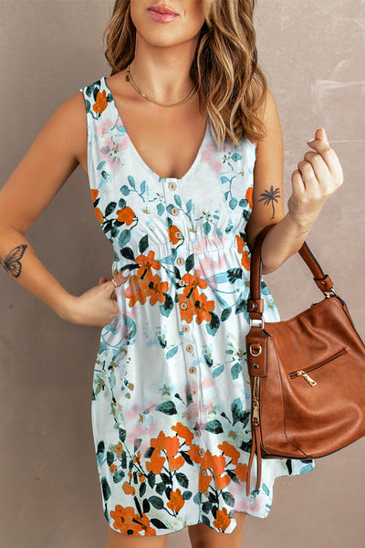 Printed Button Down Sleeveless Magic Dress - 4 print options!