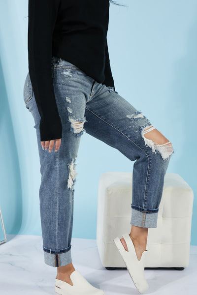 Judy Blue Bleach Splash Boyfriend Jeans