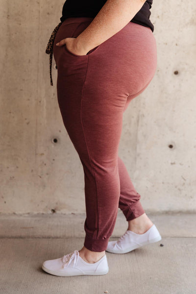 Lazy Leopard Joggers in Burgundy