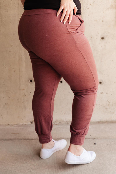 Lazy Leopard Joggers in Burgundy