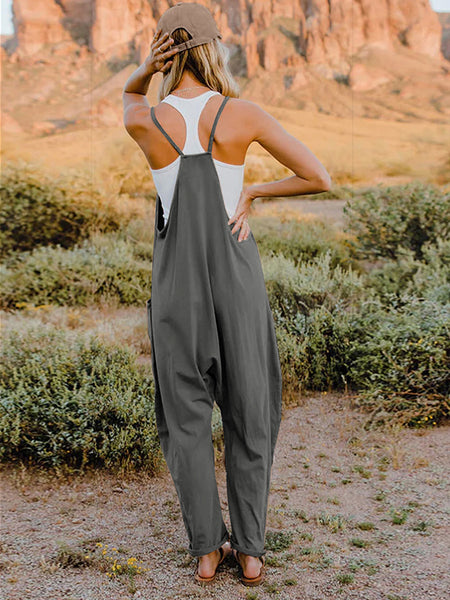 Double Take Full Size Sleeveless V-Neck Pocketed Jumpsuit - 3 color options!