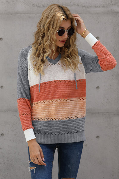 Color Block Knitted Hoodie - 3 color options!