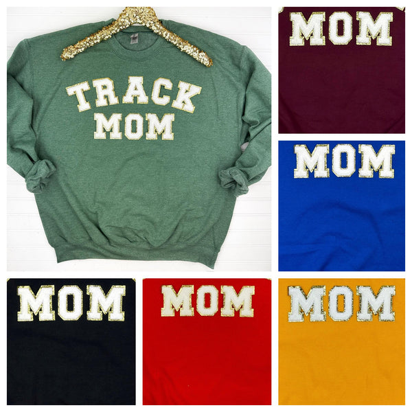 PREORDER: Track Mom Chenille Patch Sweatshirt