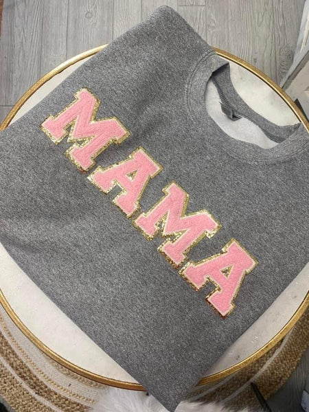 PREORDER: Mama Chenille Patch Sweatshirt in Two Colors