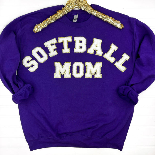 PREORDER: Softball Mom Chenille Patch Sweatshirt