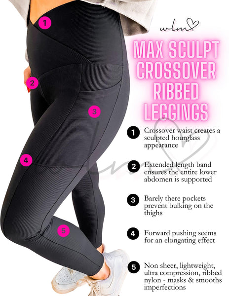 PREORDER: Molly Max Sculpt Diagonal Ribbed Leggings In Two Colors