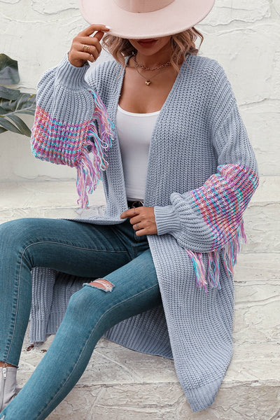 Fringe Sleeve Dropped Shoulder Cardigan - 3 color options