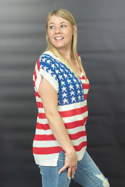 USA Love Flag Print Sweater
