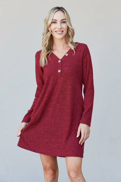 Chicago Skyline Ribbed Henley Dress