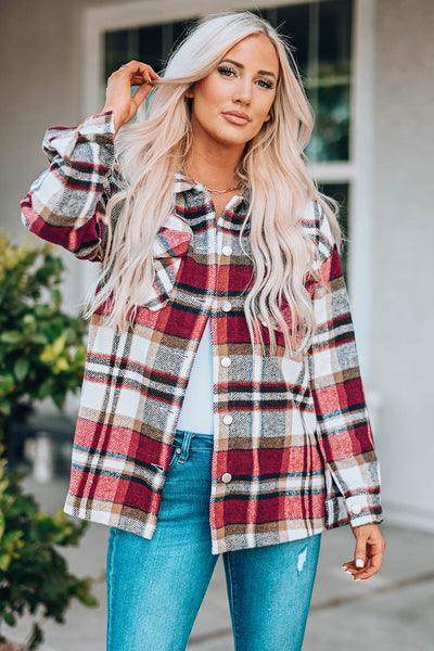 Plaid Button Front Shacket with Breast Pockets - 4 colors available