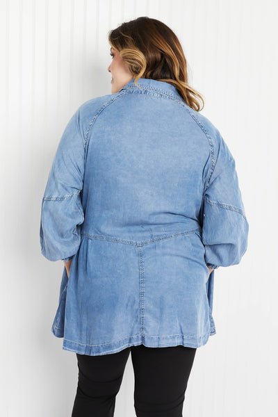 Golden Fields Chambray Button-Up Swing Tunic