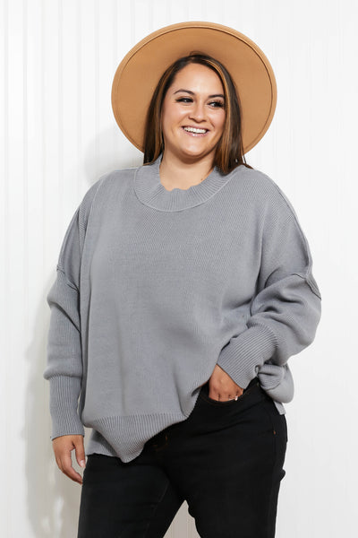 Comfort Awaits Slouchy Side Slit Sweater