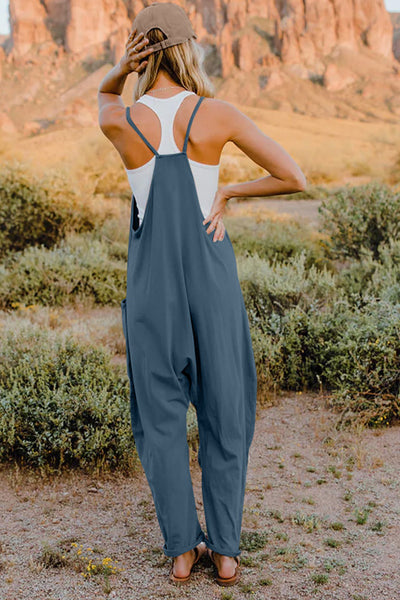 V-Neck Sleeveless Jumpsuit with Pocket - 5 color options