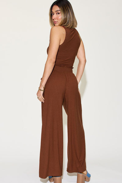 Basic Bae Full Size Ribbed Tank and Wide Leg Pants Set - 4 color options