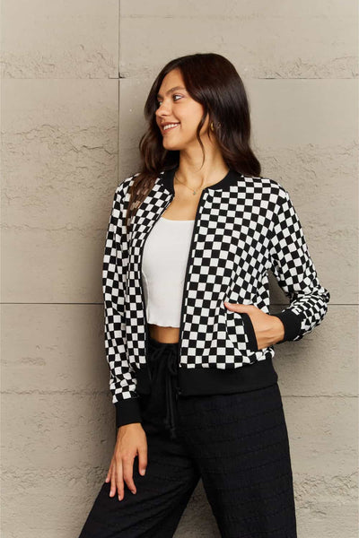 Ninexis Plaid Round Neck Long Sleeve Jacket - 4 color options!