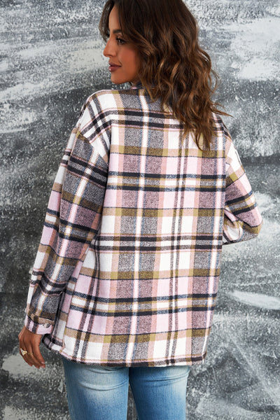 Plaid Button Front Shacket with Breast Pockets - 4 colors available